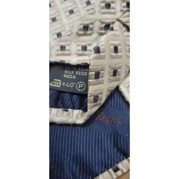 Ermenegildo Zegna 3.75x58 Mens Tie Silk Made In Italy Classic Geometric